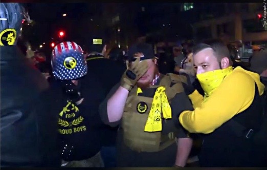 Proud Boys and Antifa clash as Trump supporters protest election result in Washington in 2020. 