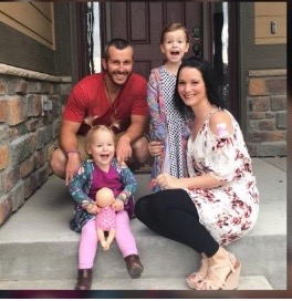 Chris Watts with his seemingly-perfect family, just months before killing his pregnant wife Shanann Watts and their two young daughters.