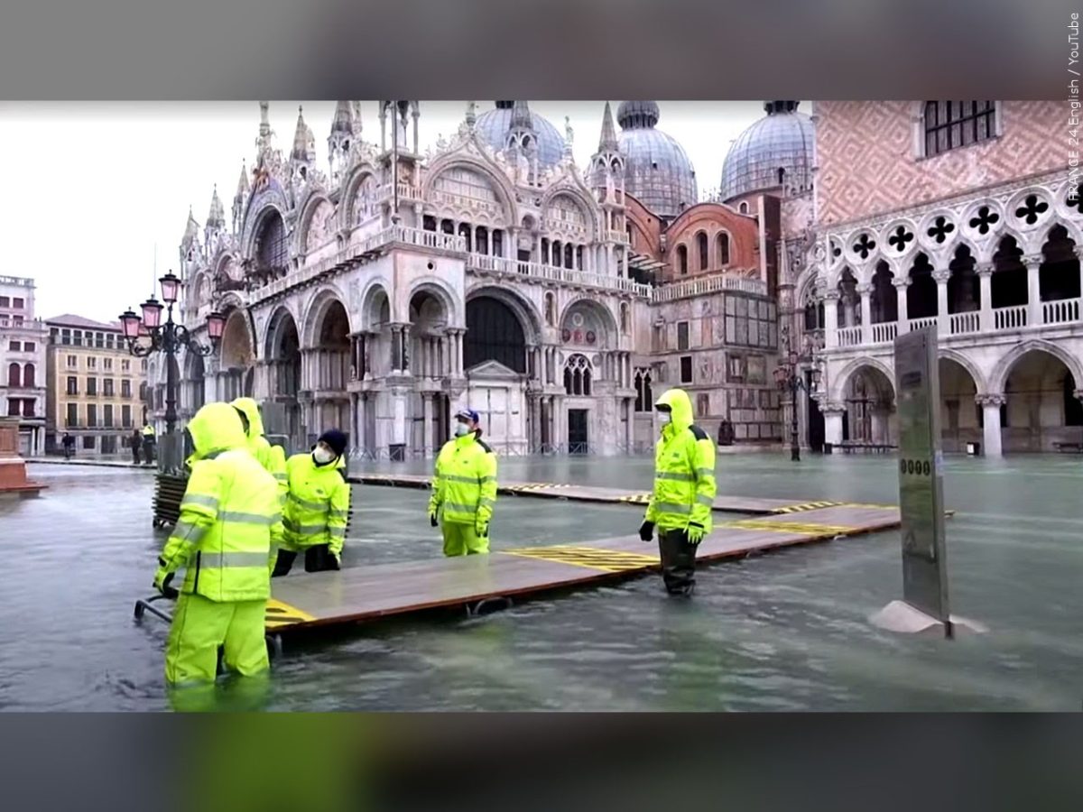Venice, Italy with high water levels